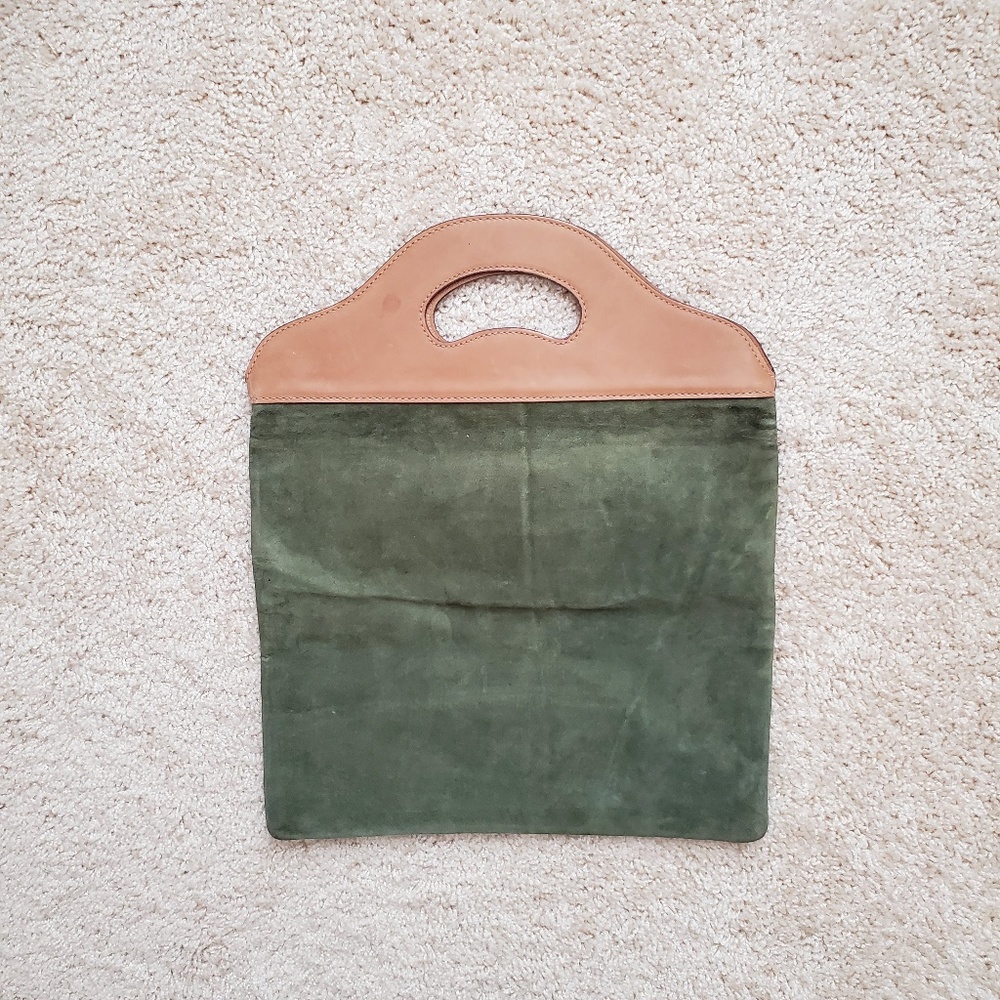 Green Suede Vintage Gucci Tote Handbag - Picture 2 of 5